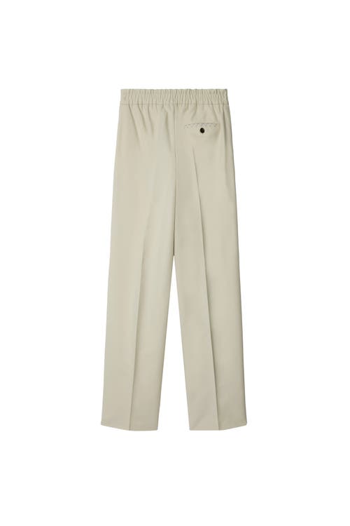 Shop Burberry Cotton Blend Trousers In Plaster