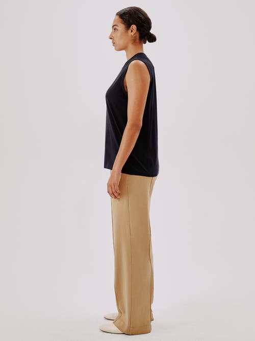 Another Tomorrow Loose Sleeveless Tee In Black