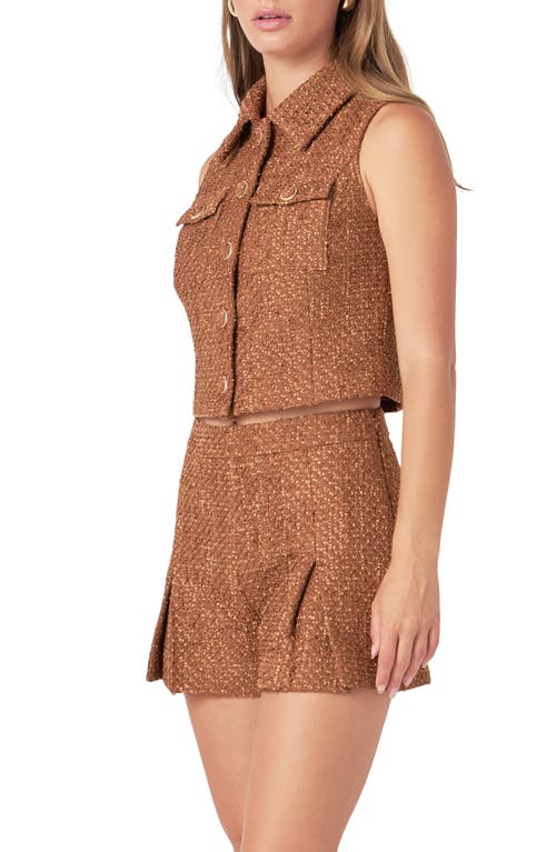 Shop Endless Rose Tweed Vest In Camel