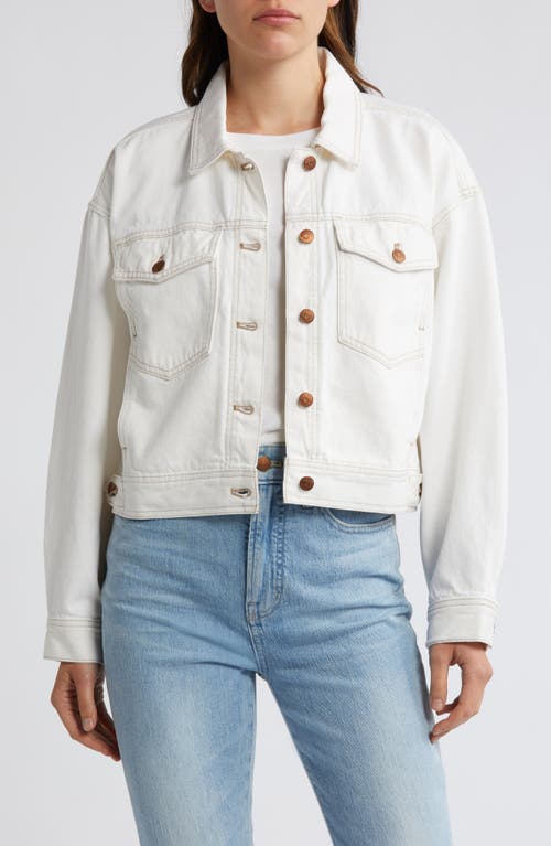 Crop Denim Jacket in Tile White