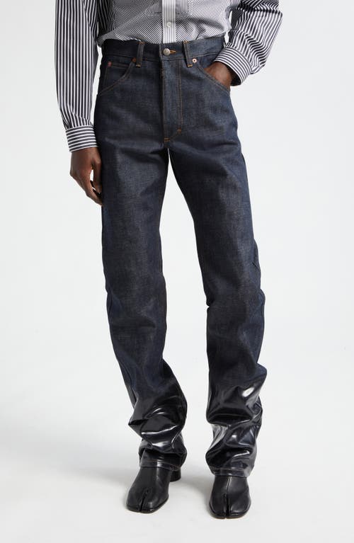 Maison Margiela Lacquered Hem Cotton Denim Jeans Indigo at Nordstrom,