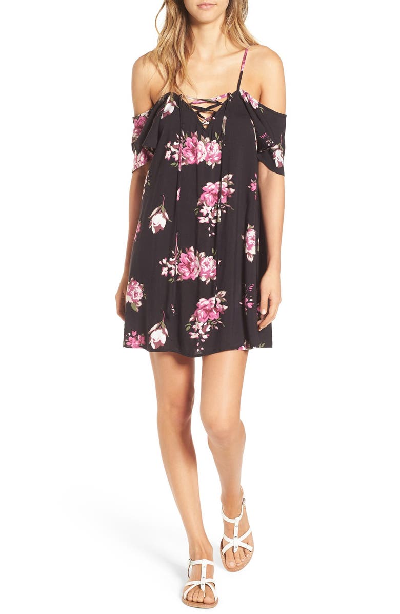 Mimi Chica Floral Print Cold Shoulder Shift Dress | Nordstrom