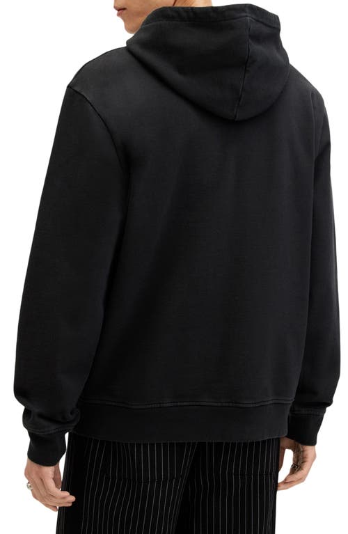 Shop Allsaints Bones Logo Hoodie In Washed Black