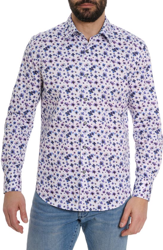 Shop Robert Graham Floral Print Long Sleeve Shirt In White Multi
