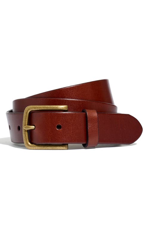 Madewell Men's Thin Leather Belt in Rich Brown at Nordstrom, Size 36