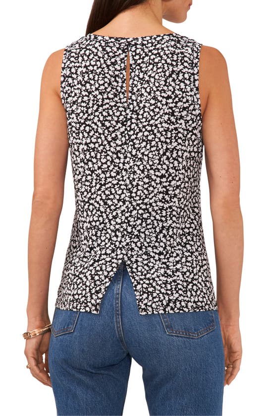 Shop Vince Camuto Print Back Vent Sleeveless Top In Rich Black