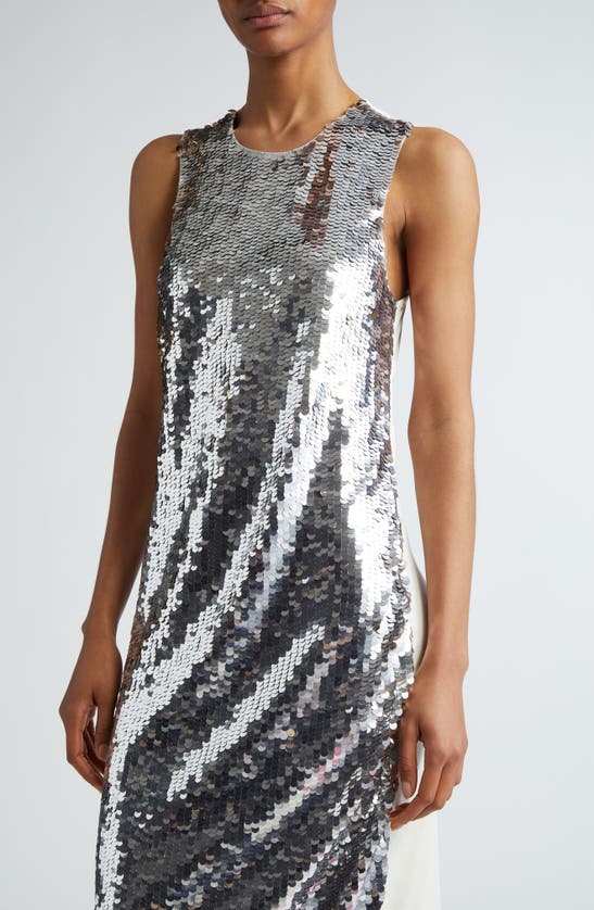 Shop Puppets And Puppets Sequin Tank Dress In Silver