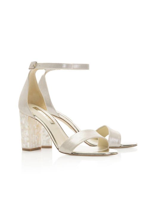 Shop Freya Rose Martene Ankle Strap Pearl Heel In Champagne