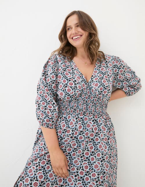 Shop Fatface Plus Size Rene Wild Floral Midi Dress In Black