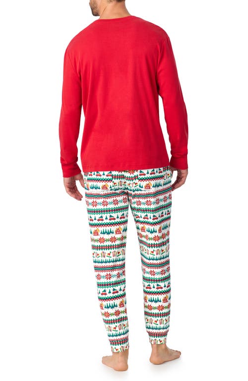 Bedhead Pajamas Long Sleeve Henley Pajama Top & Fair Isle Pajama Pants Set In Festive Fairisle