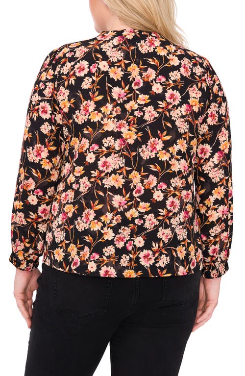 Shop Cece Floral Georgette Pullover Top In Rich Black