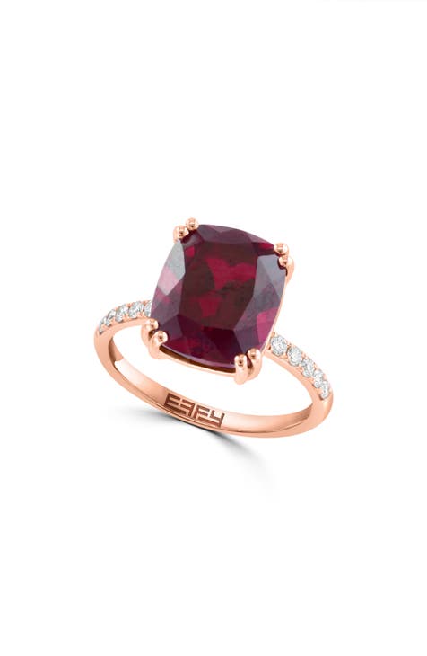 14K Rose Gold Lab Created Ruby & Lab Created Diamond Ring - 0.20ct. - Size 7