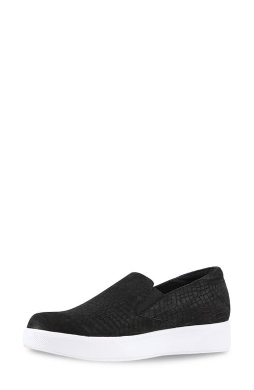 Munro Lennox Slip-on Sneaker In Black Croc Nubuck