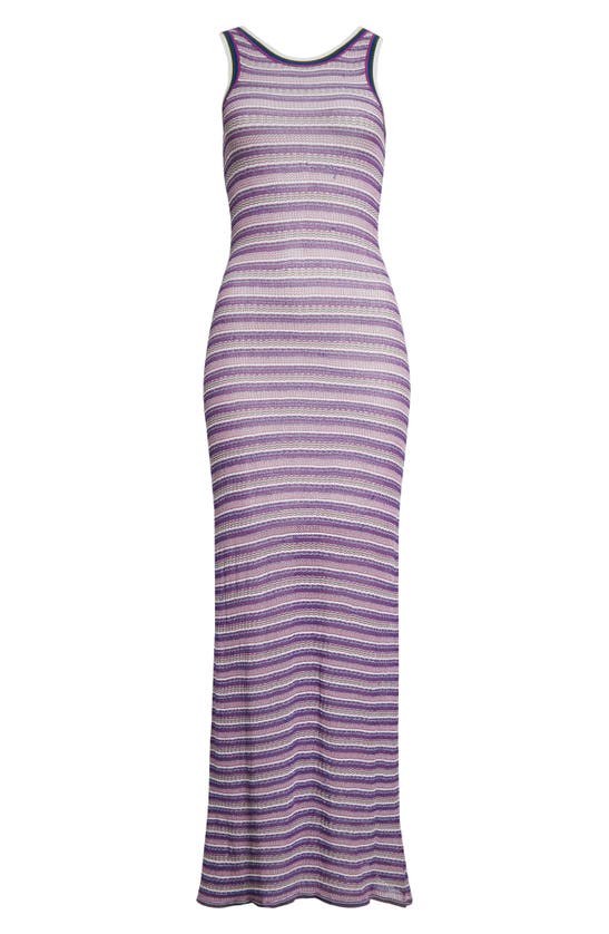 Shop Veronica Beard Sivan Stripe Knit Maxi Dress In Purple Multi