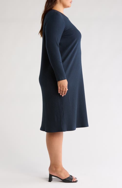 Shop Eileen Fisher Long Sleeve Rib Dress In Deep Adriatic