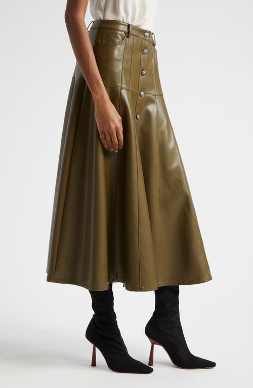 Shop Cinq À Sept Veena Faux Leather Skirt In Dark Olive