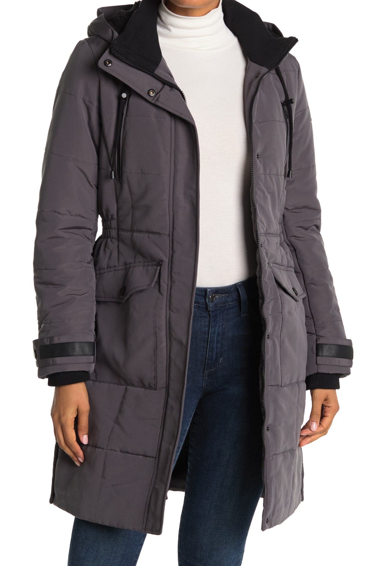 Lucky brand missy hooded puffer jacket best sale