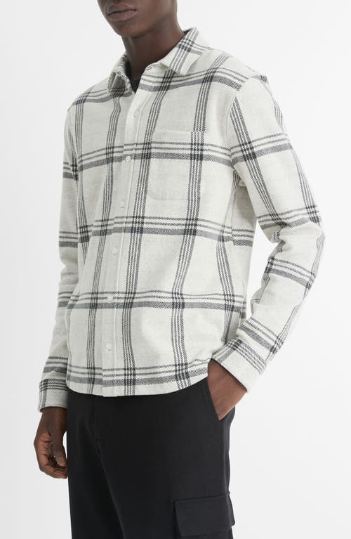 Shop Vince Plaid Knit Shirt Jacket In Light Heather Grey Combo