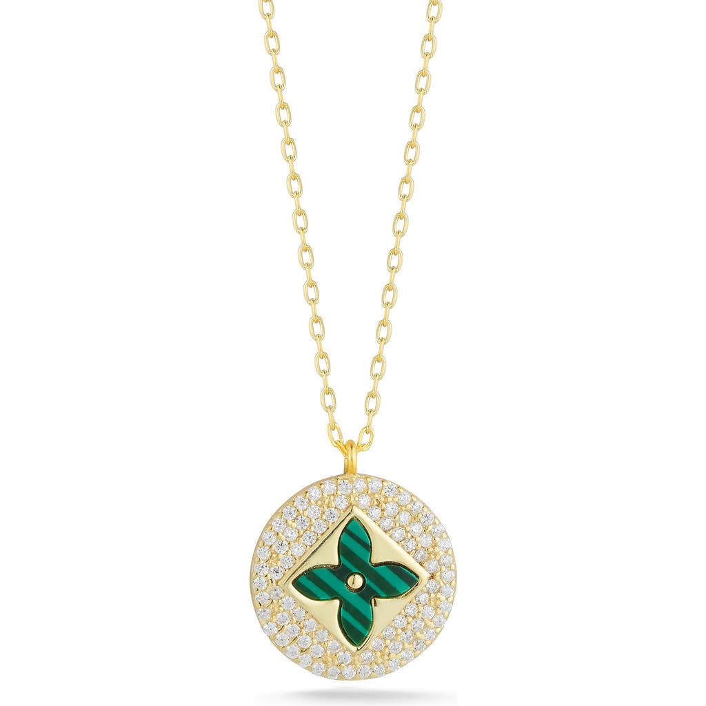 Sphera Milano Clover Pendant Necklace In Gold/green
