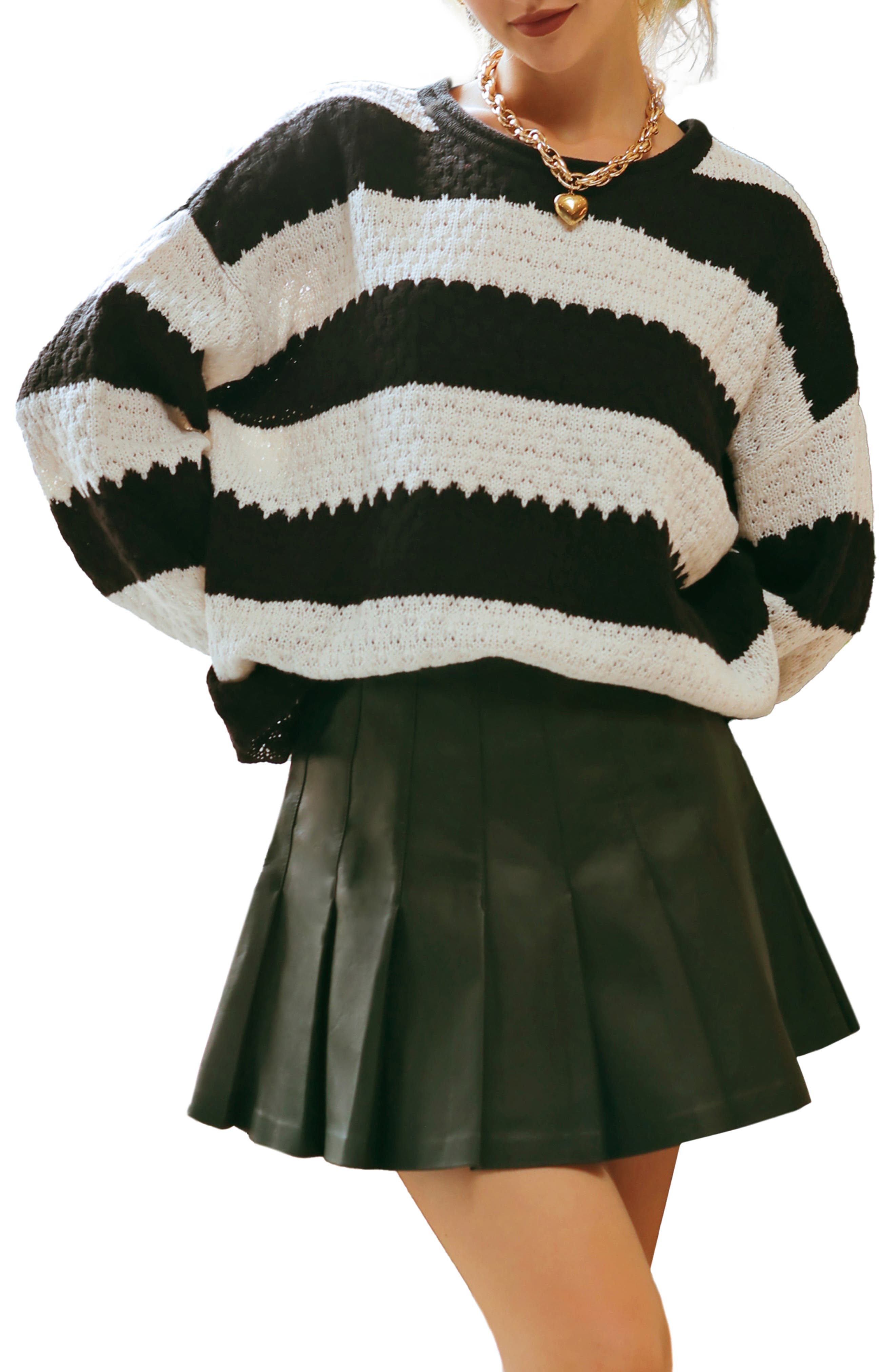 Blu Pepper Stripe Crewneck Knit Sweater | Nordstromrack