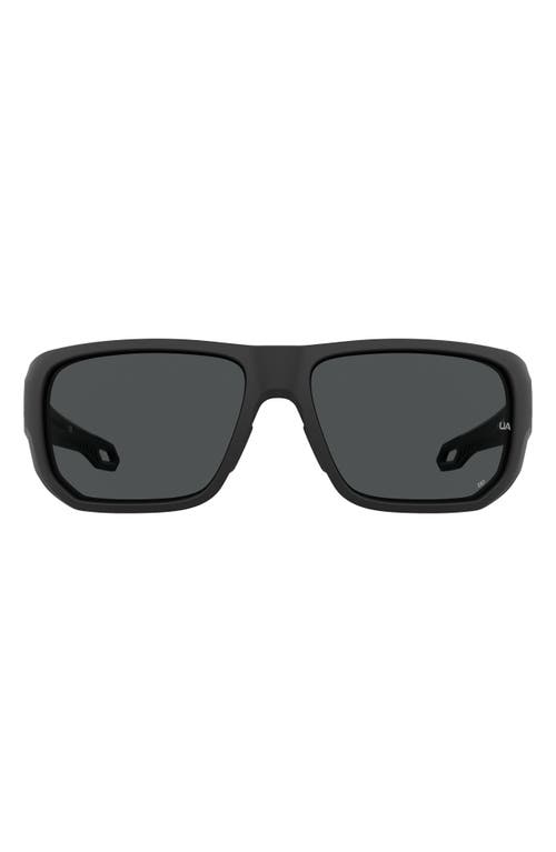 Under Armour Attack 63mm Square Sunglasses In Matte Black/grey Oleophobic