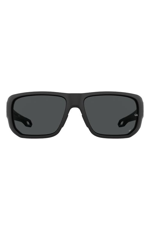 Shop Under Armour Attack 2 63mm Wrap Sunglasses In Matte Black/grey Oleophobic