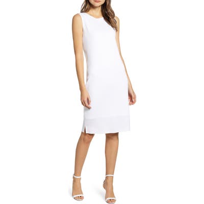 Ming Wang Sleeveless Shift Dress, White