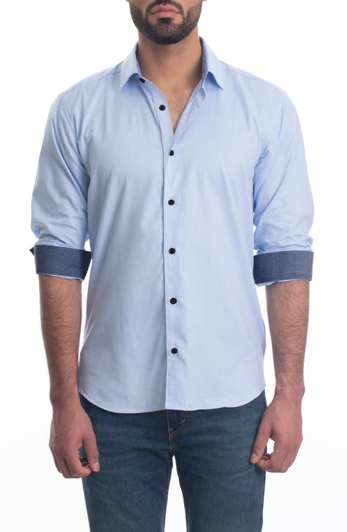 Jared Lang Trim Fit Cotton Button-Up Shirt in Navy Print
