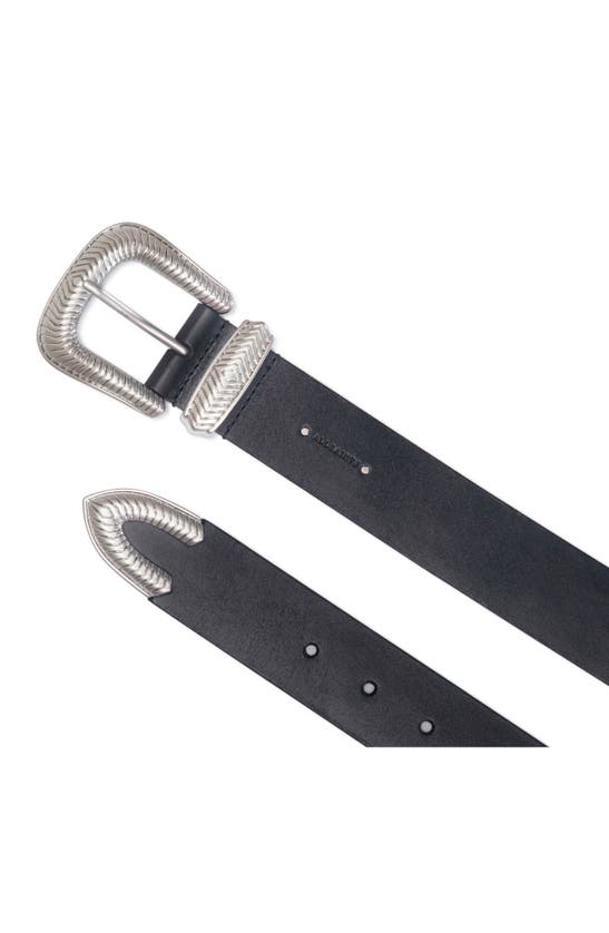 Shop Allsaints Western Leather Belt In Black/ Antique Nickel