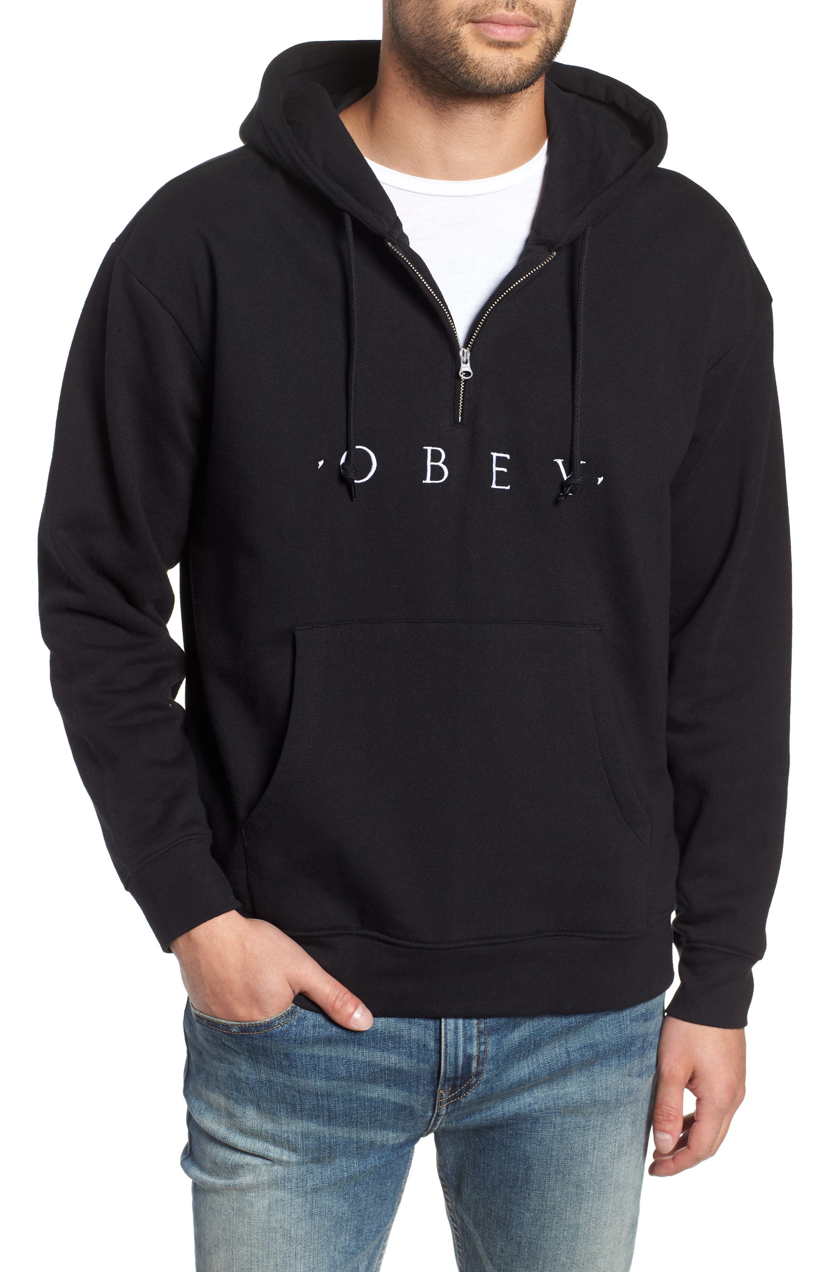 obey half zip hoodie