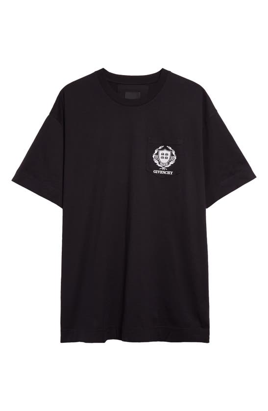 Shop Givenchy Laurel Crest Logo Oversize Pocket T-shirt In Black