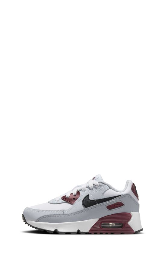 Shop Nike Kids' Air Max 90 Sneaker In White/ Dark Red/ Platinum