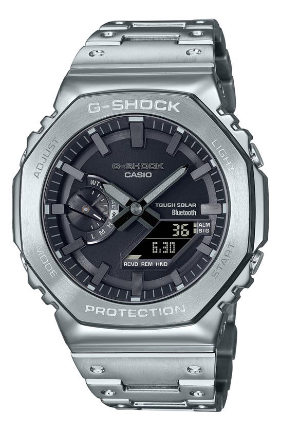 G-shock Full Metal Ana-digital Bracelet Watch, 44.4 X 49.8mm In Silver