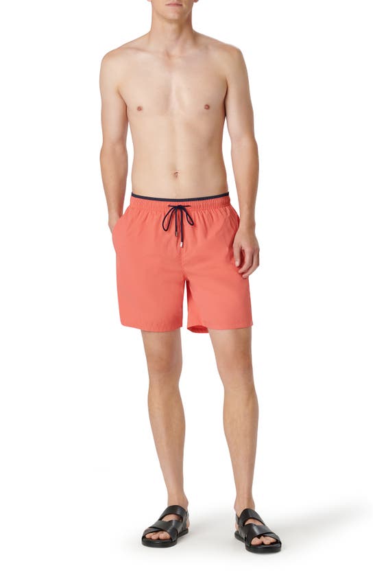 Shop Bugatchi Quinn Swim Trunks In Coral