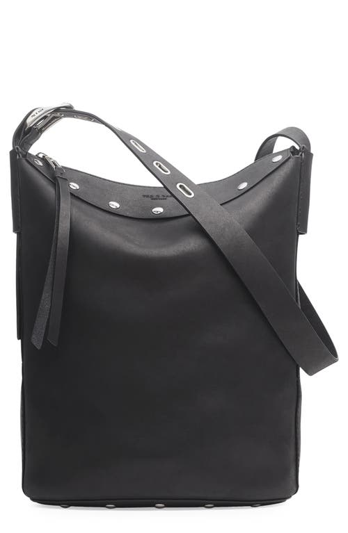 Belize Studded Leather Bucket Bag in Black