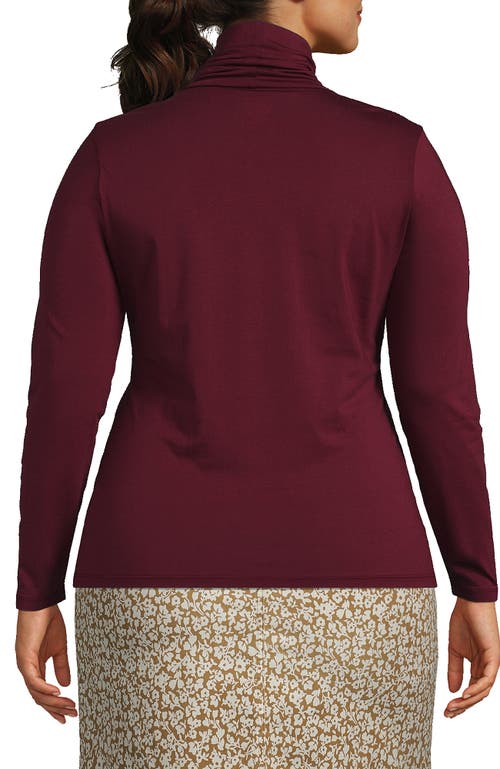 Shop Lands' End Plus Size Lightweight Jersey Skimming Long Sleeve Turtleneck In Rich Burgundy