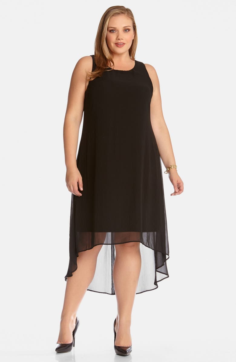 Karen Kane Sheer High/Low Maxi Dress (Plus Size) | Nordstrom
