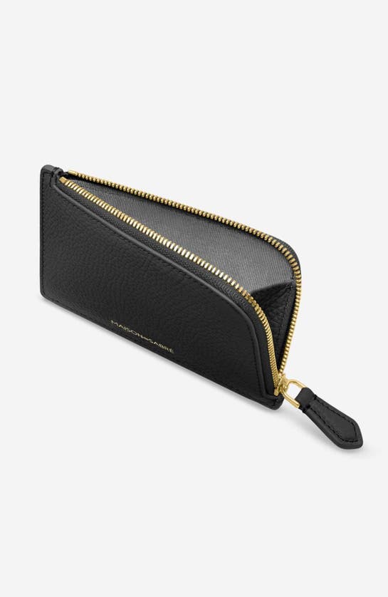 Shop Maison De Sabre Maison De Sabré Leather Zip Card Holder In Black Caviar