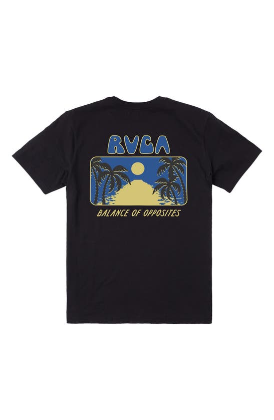Shop Rvca Blue Lagoon Cotton Graphic T-shirt In Black