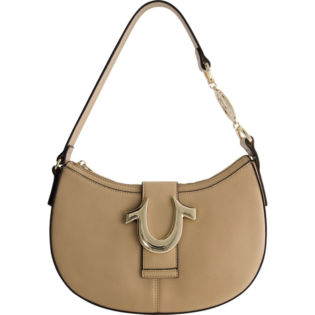 True Religion Brand Jeans Horseshoe Strap Crescent Shoulder Bag In Camel