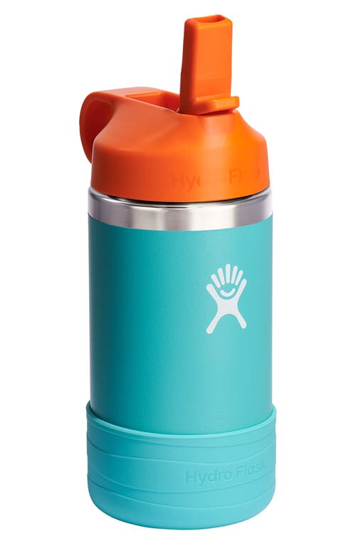 Shop Hydro Flask Kids' 12-ounce Wide Mouth Straw Cap Water Bottle In Seaspray