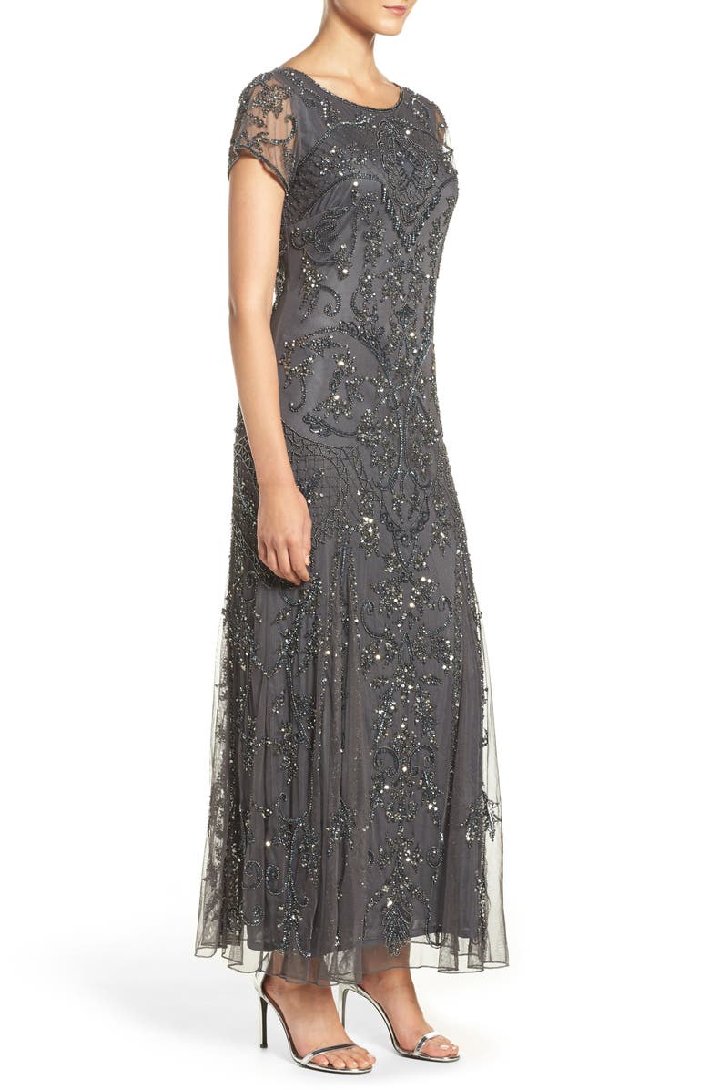 Pisarro Nights Beaded Mesh Midi Cocktail Dress | Nordstrom