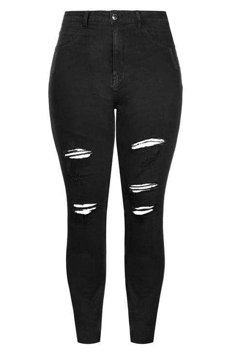 Ladies Black Ripped Jeans Woman High Waisted Jean  Black Ripped Skinny  Jeans Women - Jeans - Aliexpress