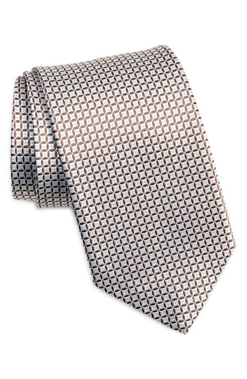 Shop David Donahue Neat Silk Tie In Cocoa/white