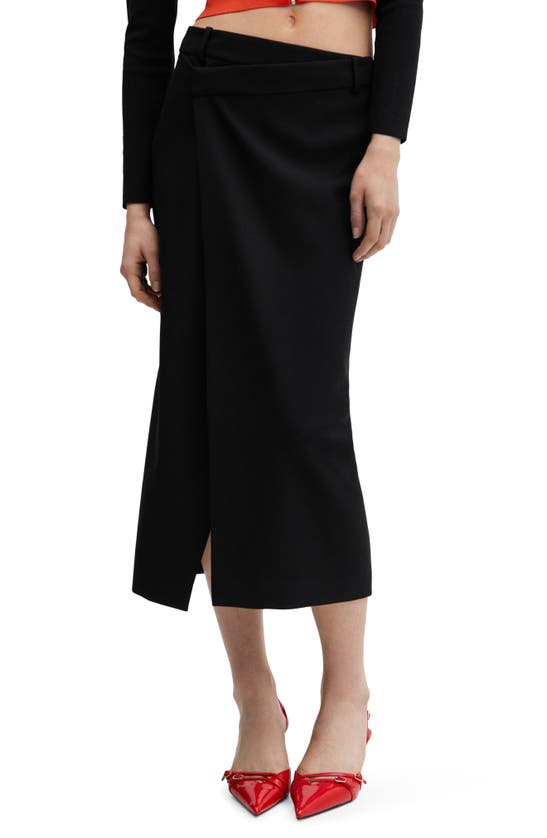 Mango Falda Martina Midi Skirt In Black