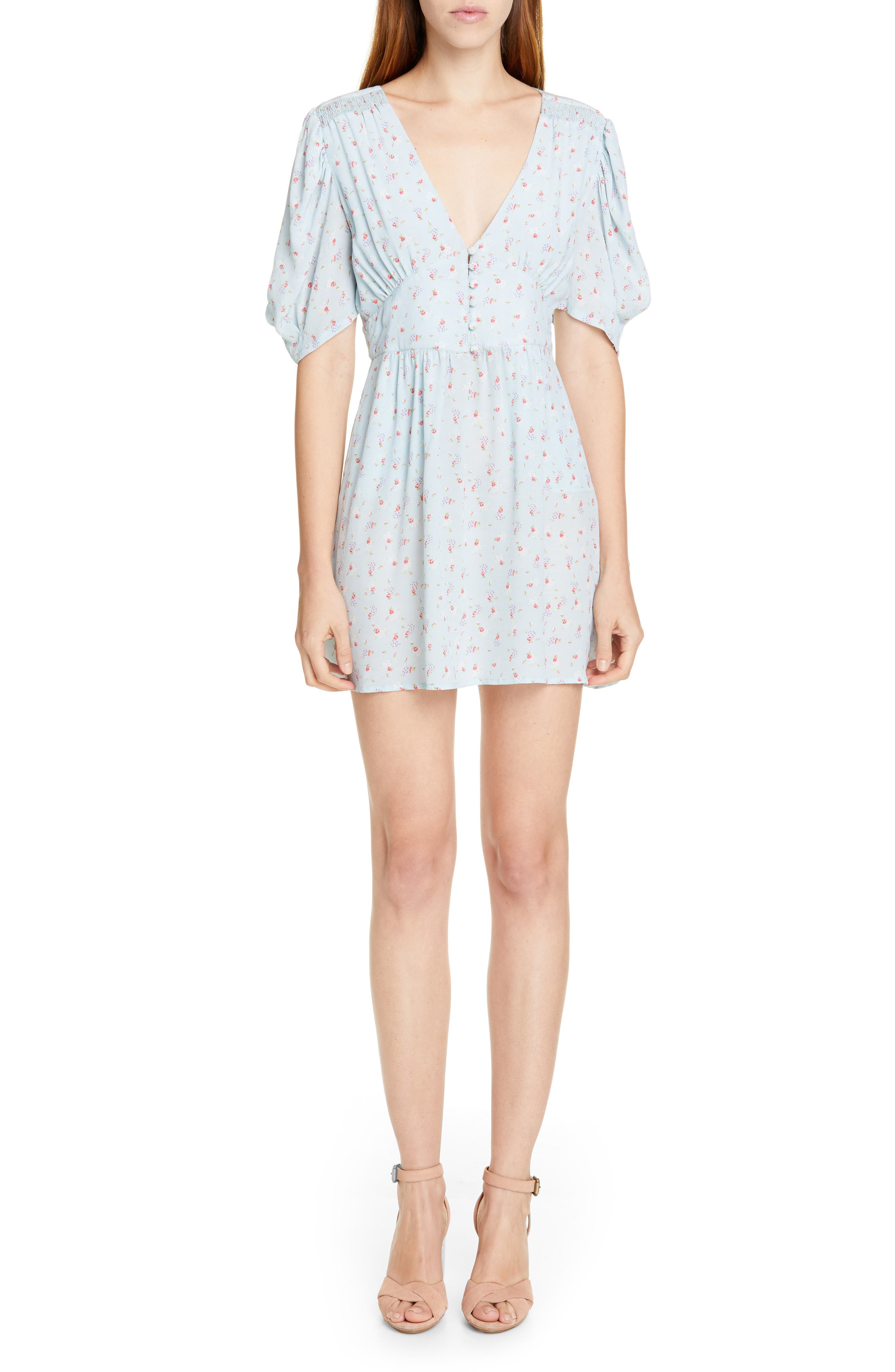Loveshackfancy Ruby Silk Minidress, Blue