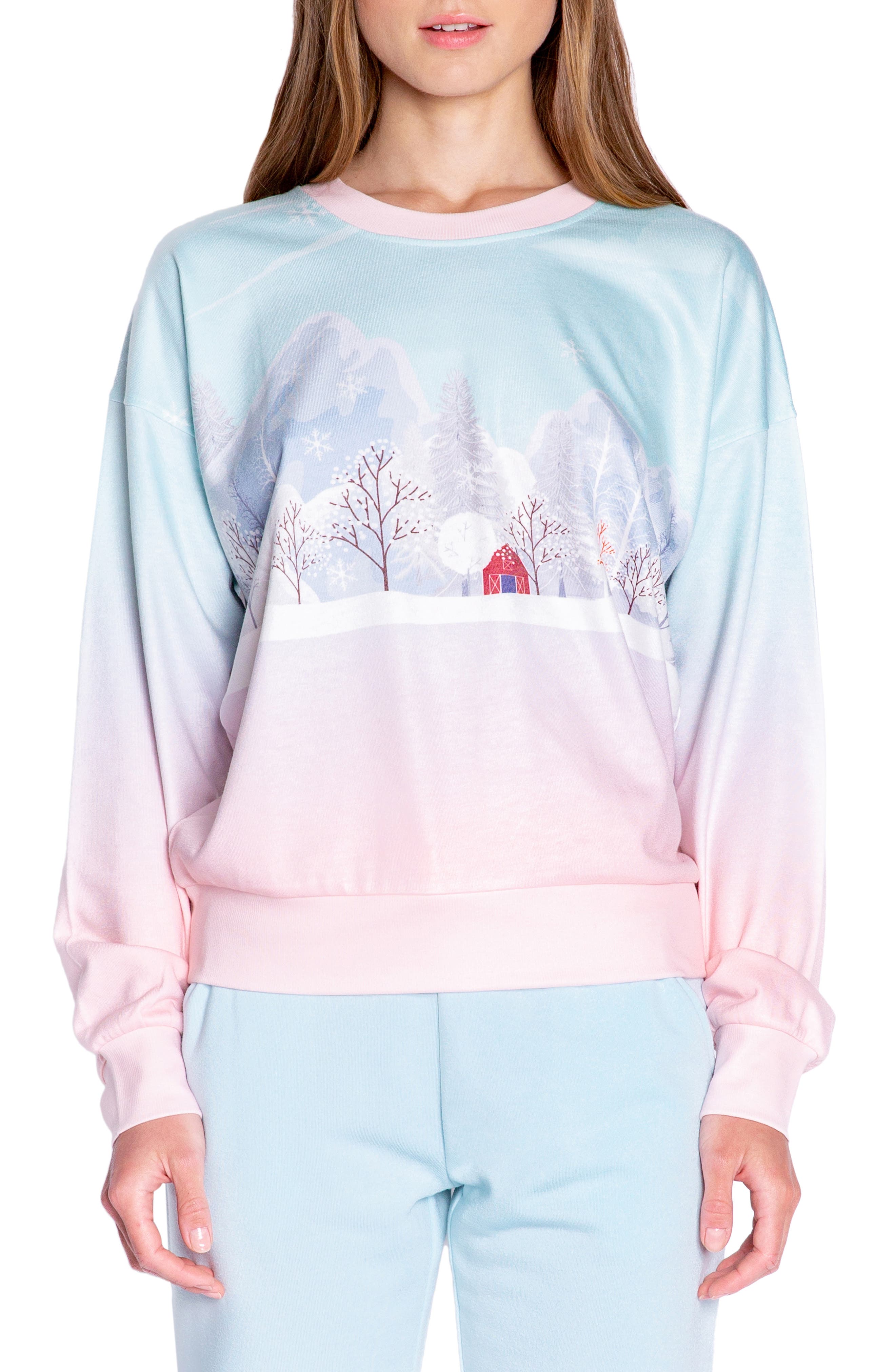Damen Kapuzenpullover Von PJ Salvage – Gemütliches Loungewear Mit Berg-Print