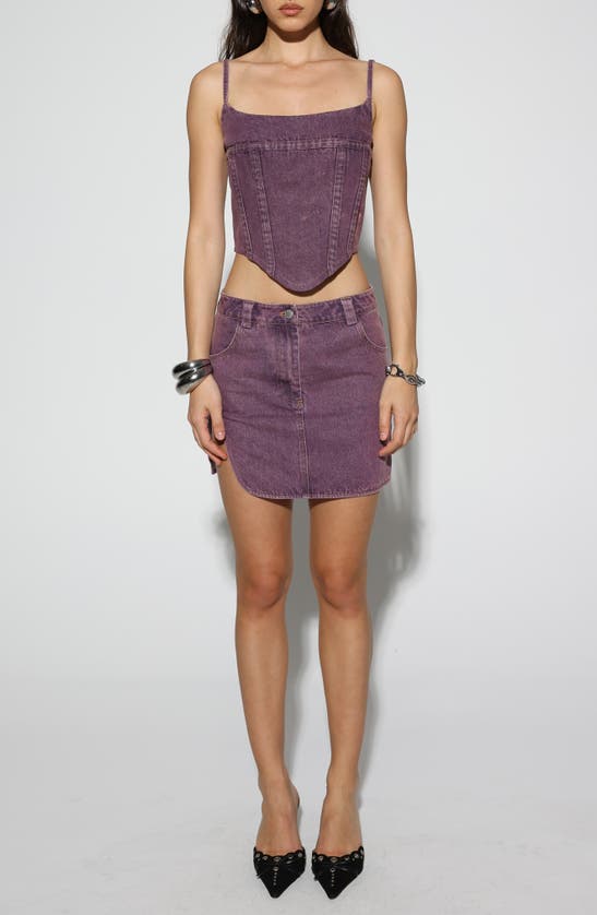 Shop By.dyln Zayne Denim Miniskirt In Purple Acid Wash