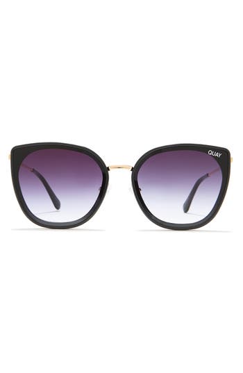 Quay 54mm Flat Out Cat Eye Sunglasses In Black/black