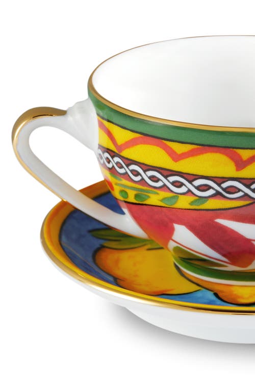 Dolce & Gabbana Dolce&gabbana Carretto Lemon Teacup & Saucer In Medium Blue